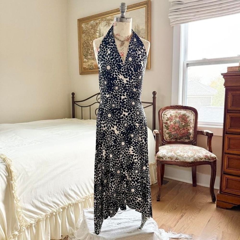 black and‎ white floral halter dress b smart size 6